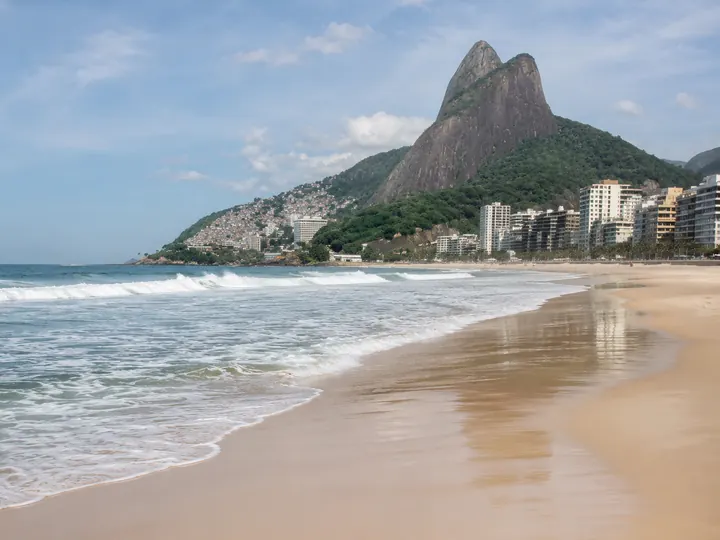 Ipanema beach with the Dois Irmãos peaks in the background