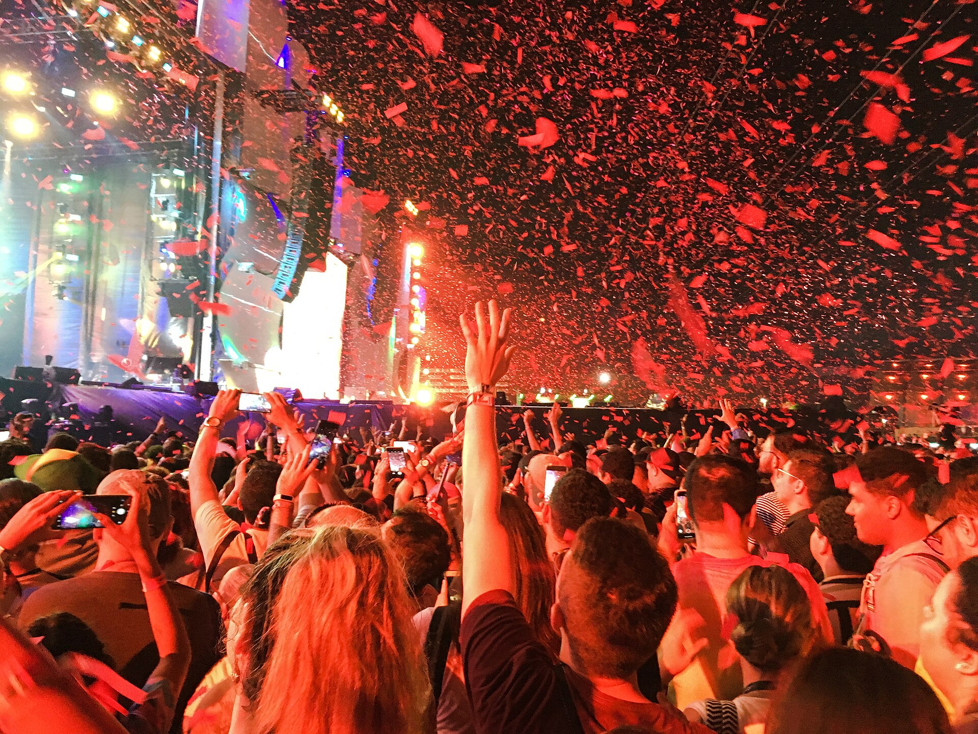 Rock in Rio, festival crowd at night, Rio de Janeiro